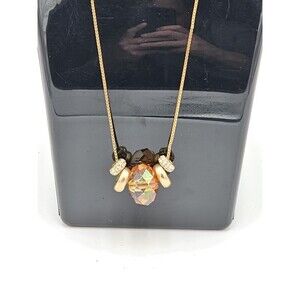 Vintage Citrine & Diamond Gold Necklace 18" (Eric Andrews)